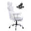 Chaise de bureau inclinable avec repose-pieds, chaise de bureau large en cuir PU robuste, grandes et hautes chaises de bureau de direction avec support lombaire, roues en métal à base solide et silencieuses, blanc