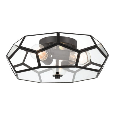 3 - Light 15.75'' Unique/Statement Geometric Flush Mount