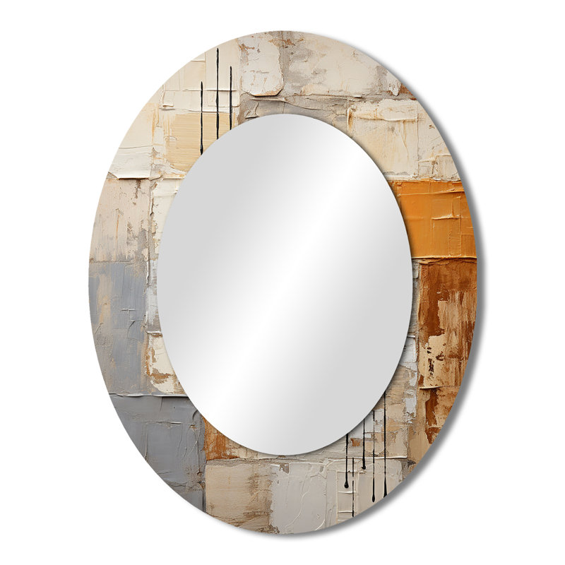 Abstraction I - Miroir mural moderne ovale, 43" x 33"
