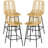 Rattan Bar Stools Set Of 4, 26" Counter Height Barstools, Boho Kitchen Island Stools With Breathable Wicker Seat And Back-1399347097