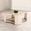 Table basse moderne avec finition en chêne, structure en bois d'hévéa, tablette inférieure attachée et rangement ouvert, forme carrée de 42 pouces pour le salon, placage de bois d'ingénierie, profondeur de 18 po de hauteur, hauteur de 18 po
