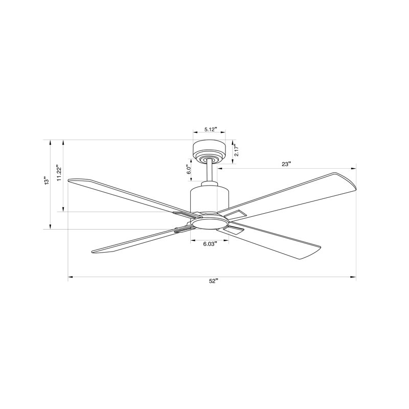 Ventilateur de plafond standard à 4 pales avec télécommande Harford, Chrome brossé avec pales argent