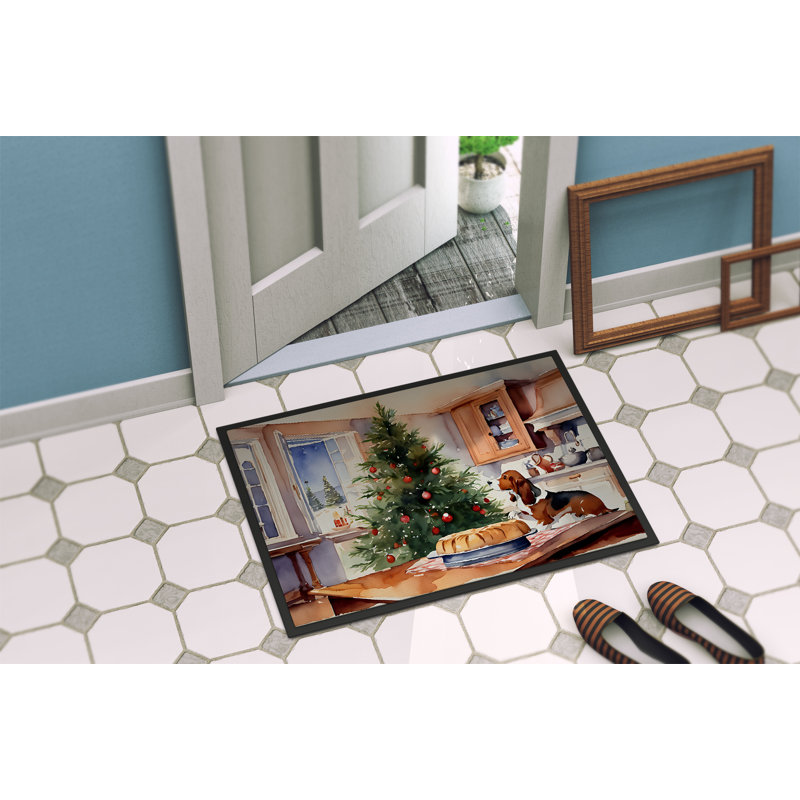 Paillasson Basset Hound Christmas Cookies DAC3725, L 18 po x L 27 po