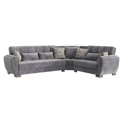 Legacy Air Reversible L-Shaped Sleeper Sofa Sectional w/ Storage Seats for Living Room