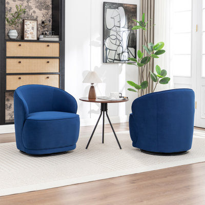 Stith Velvet Upholstered Swivel Barrel Chair