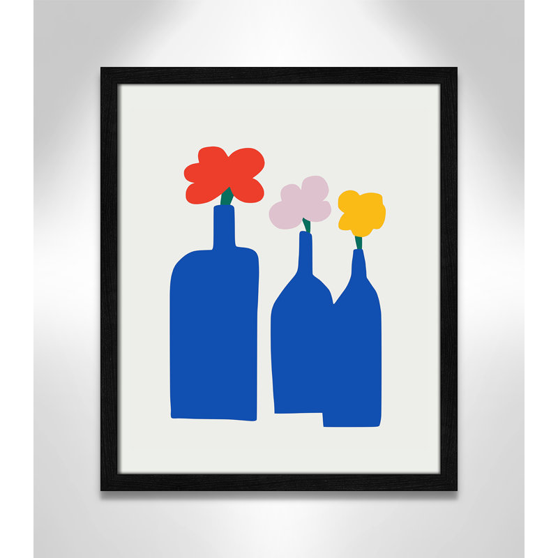 «Bold Blooms Trio Print» par Dean, L 16 po x H 19 po, Grain de bois noir, Impression encadrée