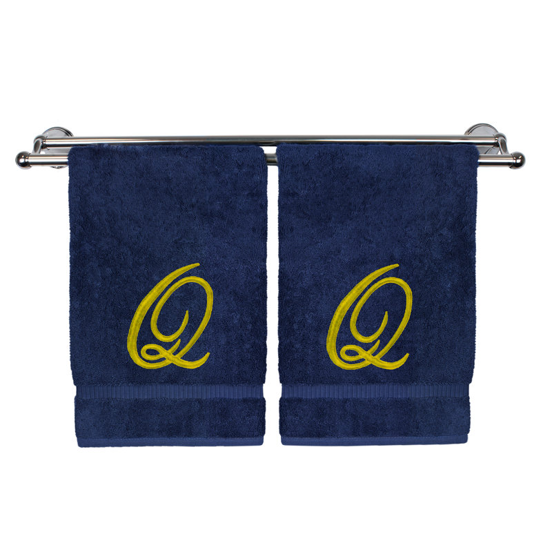 Super Plush Washcloth, Navy/Gold, Q