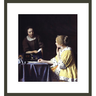 «Lady with Her Maidservant tenant une lettre» par Johannes Vermeer, impression giclée encadrée