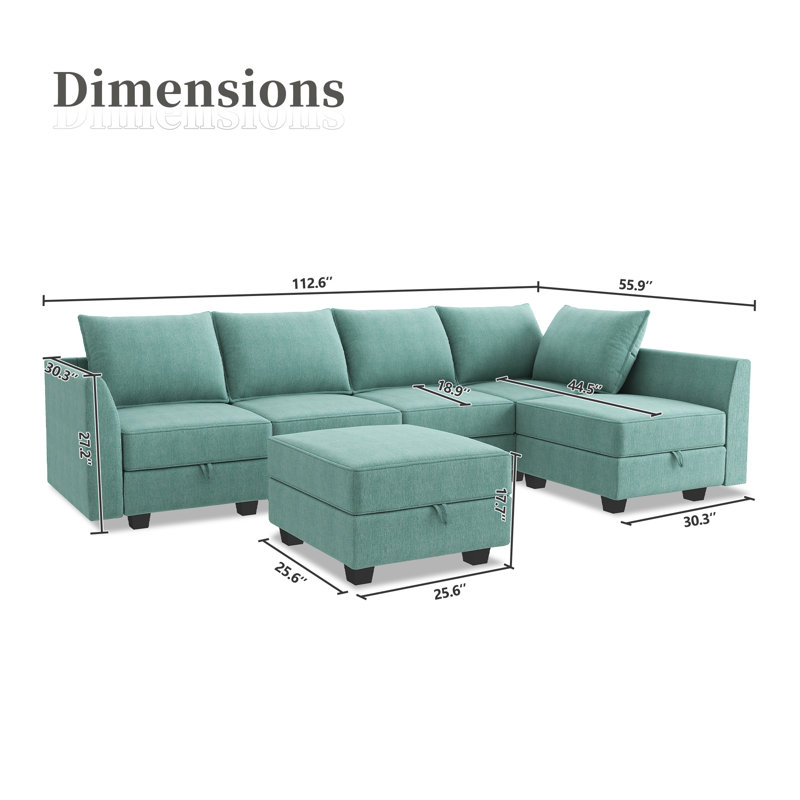 Upholstered L-Shaped Sectional Reversible