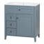 Meuble-lavabo autoportant de 30 po avec lavabo et armoire de rangement bleu-gris