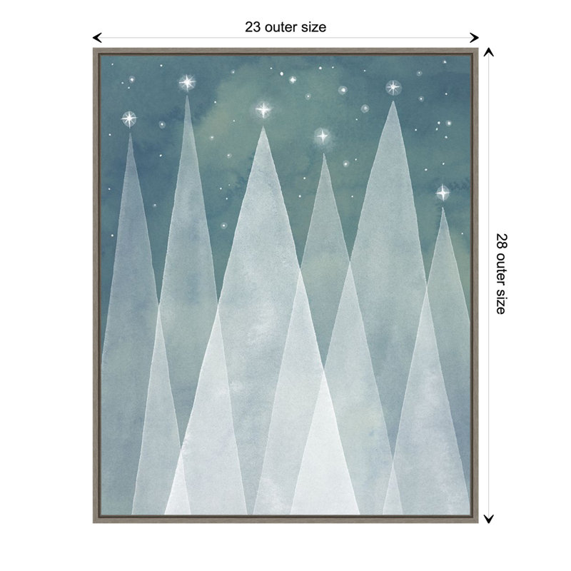 Mod Evergreen Trees Aquarelle Canvas Framed Wall Art