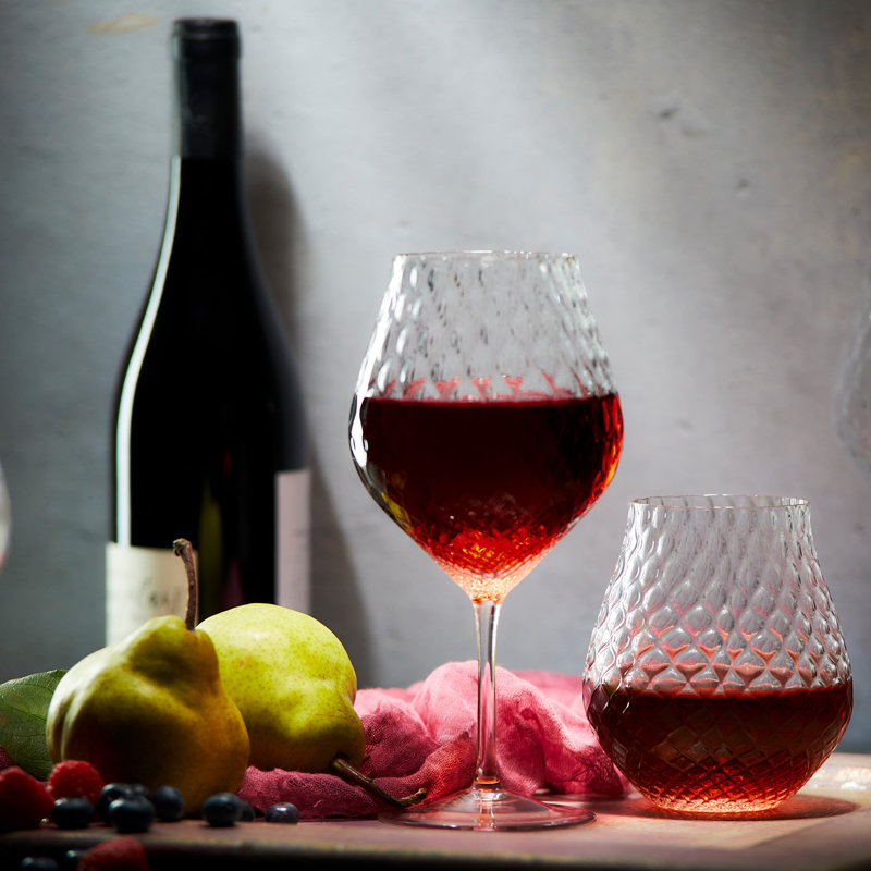 Phoebe Handmade Crystal Stemless Wine Glass, Rose