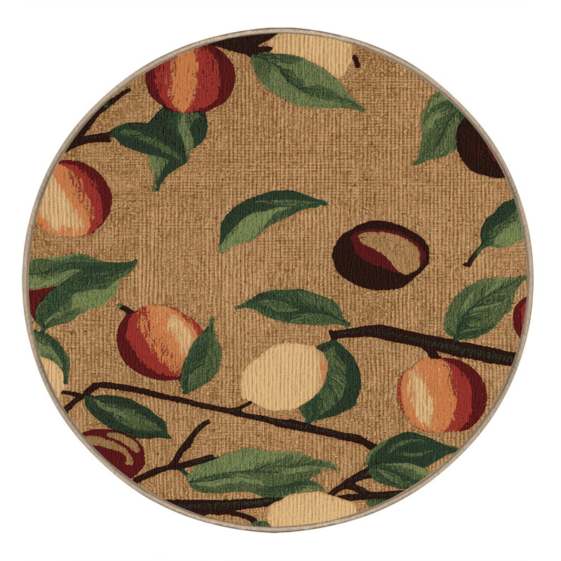 Washable Beach Plum Fruits Area Rug, Round 7'