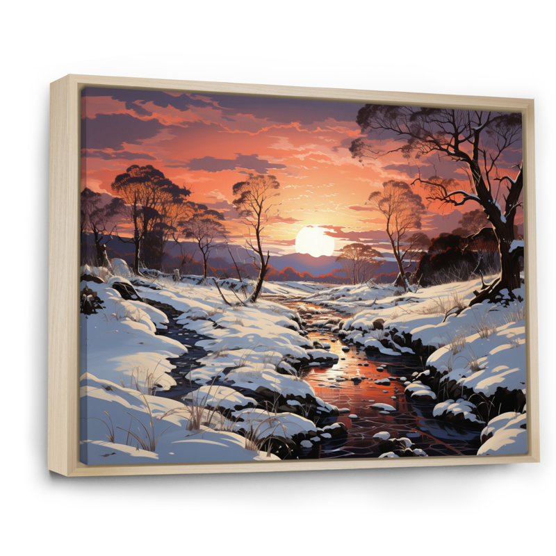 «Winter Winter Dusk», impression d'art sur toile, H 24 po x l 32 po x P 1 po, Cadre naturel flottant