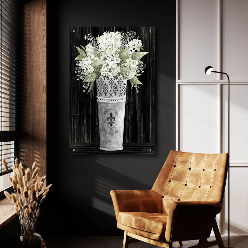 «Punched Tin Floral I» par Cindy Jacobs, art mural en verre acrylique, H 36 po x l 24 po x P 0,2 po