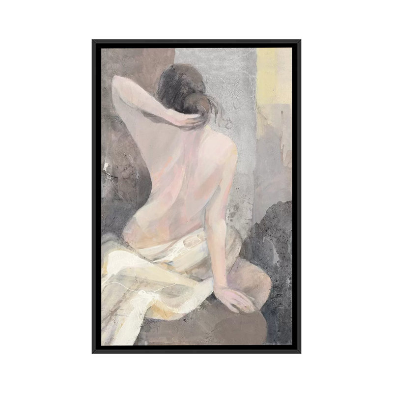 Après le bain I, reproduction d'art sur toile tendue, H 60 po x l 40po x P 1,5 po, Toile avec cadre noir