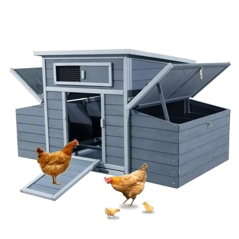 Cage à poules en bois pour l'extérieur avec poulailler à 2 côtés