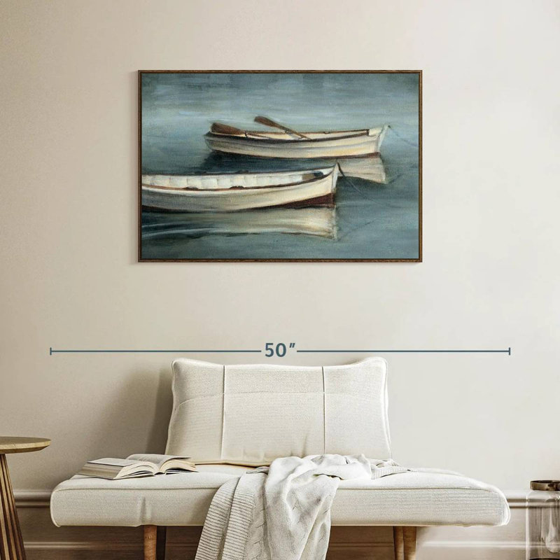 Petites eaux calmes I, 37 po x 25 po, Cadre flottant en noyer