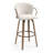 Set of 2 Bette Beige Washed Woven Fabric Swivel Bar Stool with Wood Legs and Copper Iron Arms-743260383