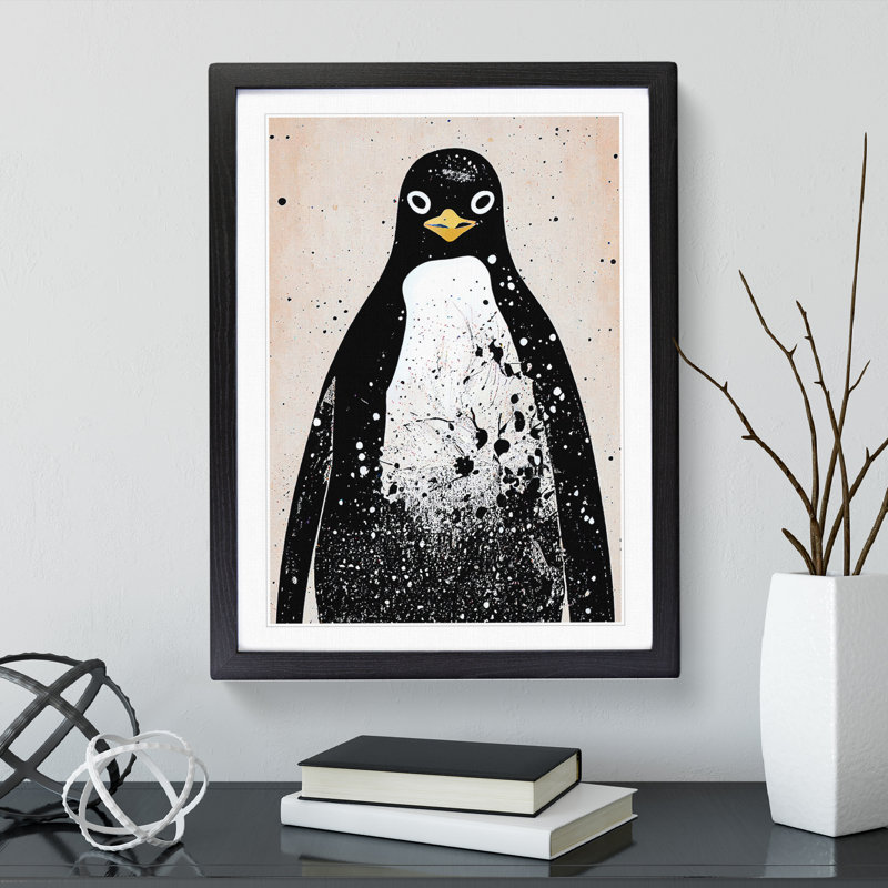 Penguin Graffiti No.5 - Wall Art, Black Framed Paper, 66cm H x 48cm W, White