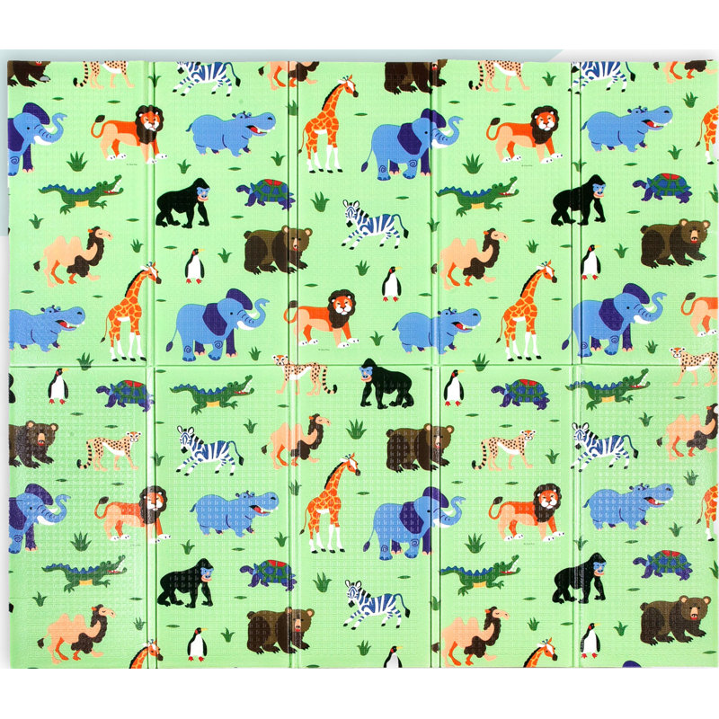 Tapis de jeu pliable en mousse Wildkin, Vert / animaux sauvages