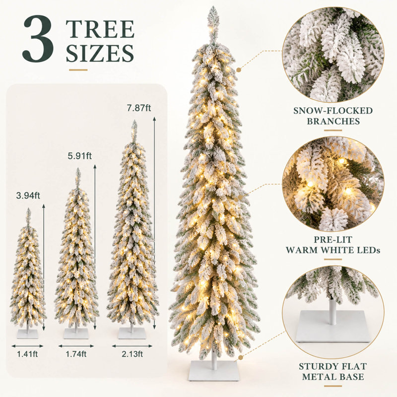 Ensemble 3 pièces arbre de Noël flocon de neige avec 480 lumières DEL