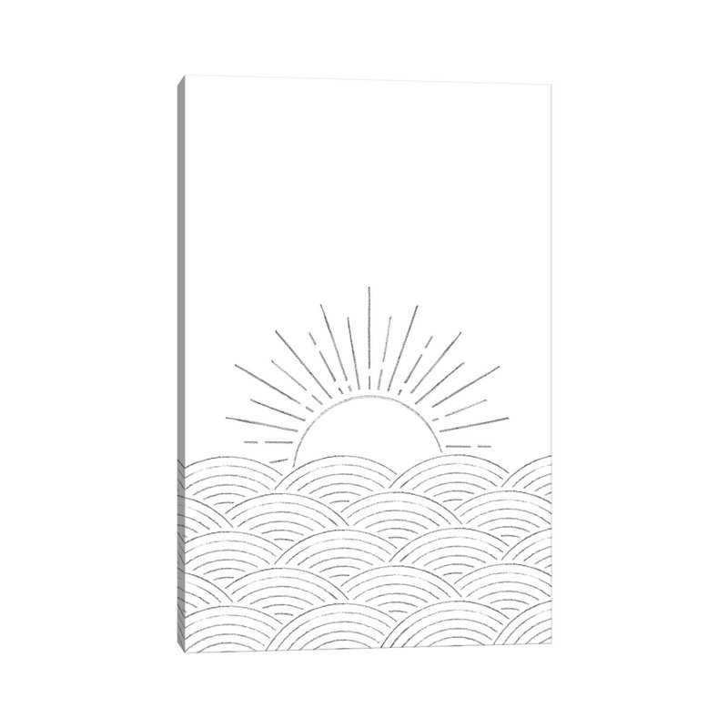 Minimal Sunset On The Sea by Whales Way - Print on Canvas, 30.48cm H x 20.32cm W x 1.91cm D, Wrapped Canvas