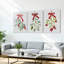 Ensemble de 3 tableaux sur toile avec gui et ruban rouge, pour la décoration murale de Noël.-1934421810
