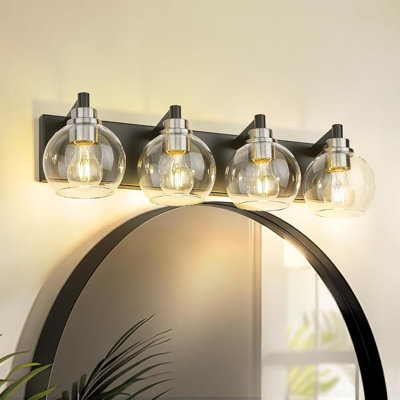 Luminaire de meuble-lavabo moderne, applique murale avec abat-jour en verre transparent, fixation réglable pour miroir