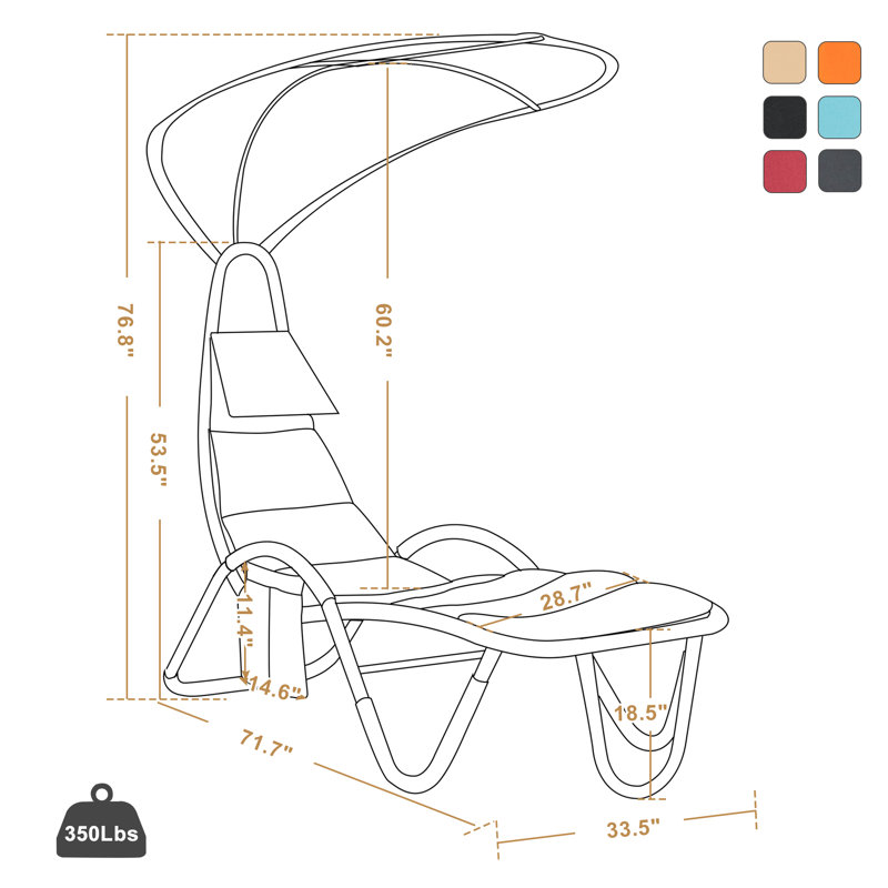 Benkelman Outdoor Steel Chaise Lounge Chair with Removable Canopy and Cushions, Beige