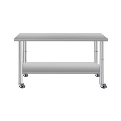Toss 48" x 24" Stainless Steel Work Table with Under Shelf & Wheels by Ivy Bronx