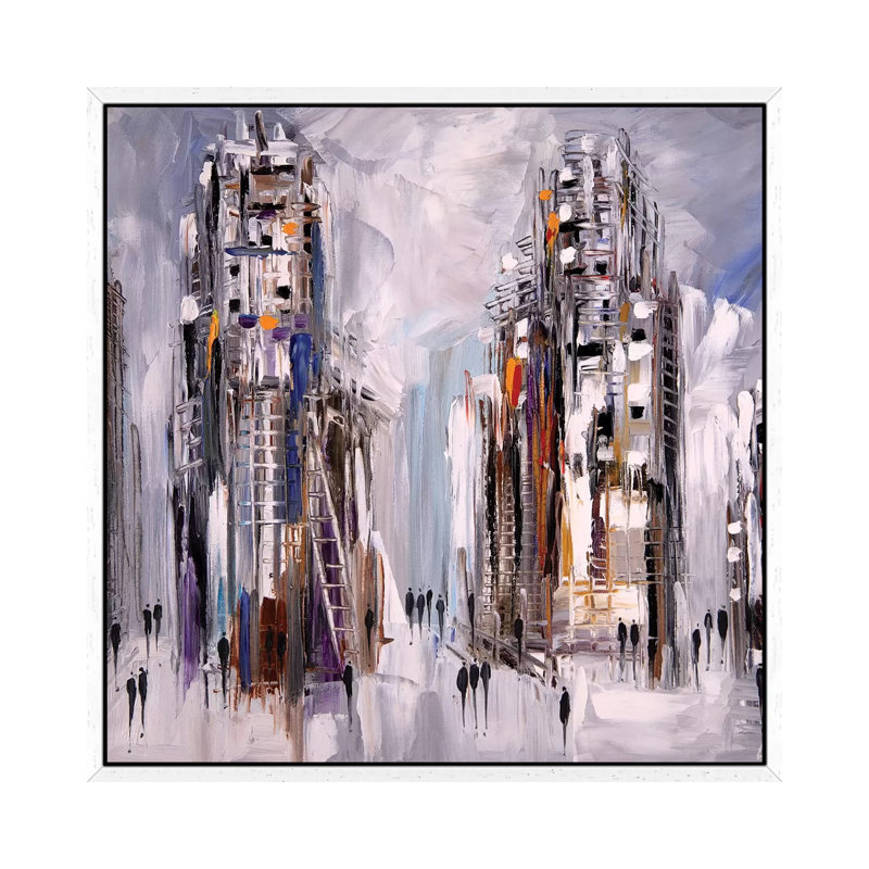 Streets 1 Piece Painting on Canvas, 45.72 cm H x 45.72 cm W, White Framed
