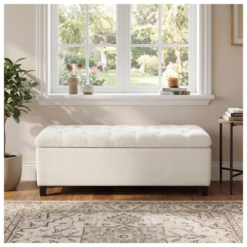 Banc de rangement avec repose-pieds White Boucle