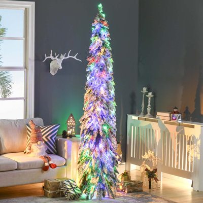 Arbre de Noël artificiel pré-éclairé avec branches enneigées et 100 lumières DEL chaudes ou colorées
