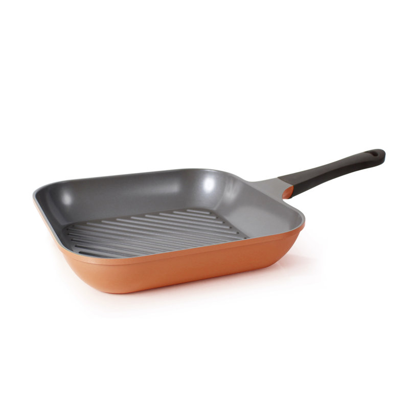 Neoflam Eela 11" Non-Stick Square Grill Pan, Orange Brown