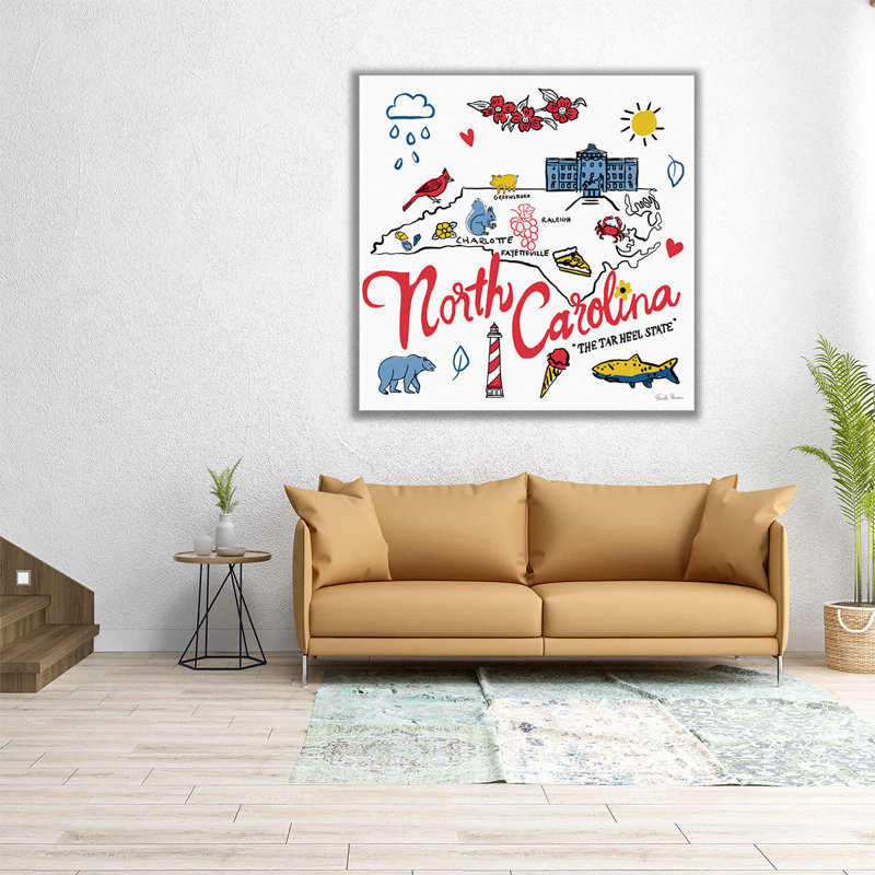 North Carolina - reproduction d'art sur toile, H 24 po x l 24 po