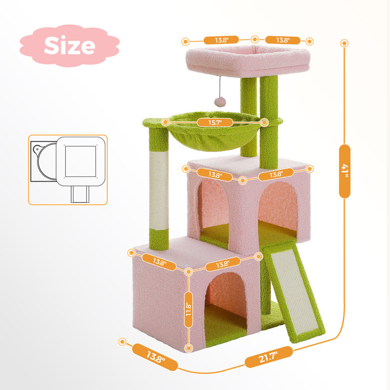 41" Large Condos Cat Tree, Pink