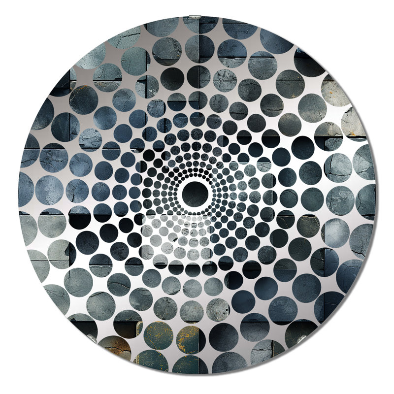 Illusion de mur architectural en béton - Miroir décoratif à cercles concentriques, 23,6 po x 23,6 po