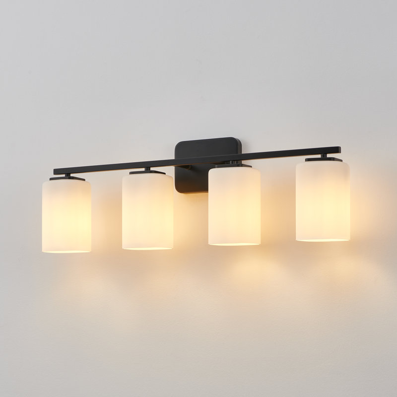 Éclairage pour meuble-lavabo à intensité variable Kagan, Noir mat, 4, Blanc