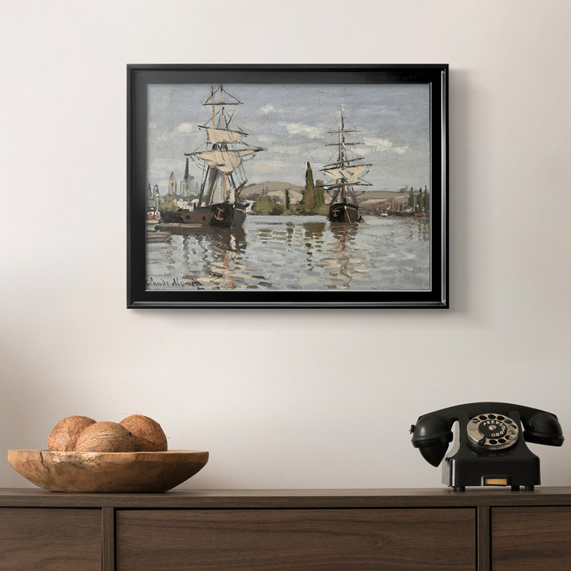 Expédié à Rouen-Claude Monet - Toile tendue avec châssis, 1872, 18.5x24.5, Toile avec cadre, Black