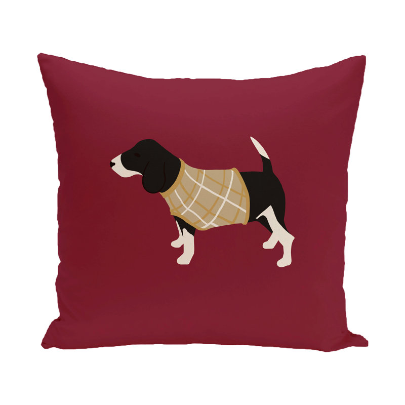 Reversible Throw Pillow, 16" H x 16" W, Cranberry/Burgundy