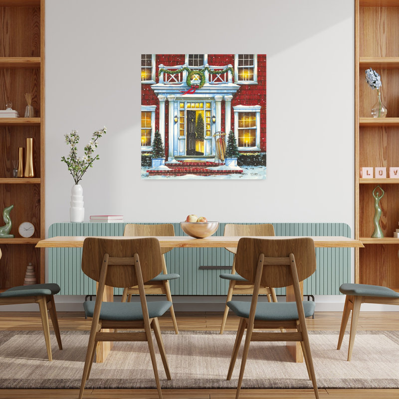Décoration de Noël abstraite, art contemporain de l'hiver, 36" H x 36" W