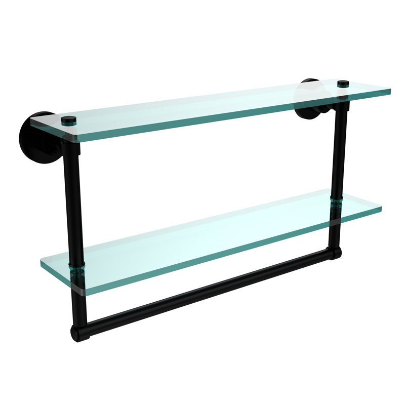 Arviso 2 Piece Tiered Shelf with Towel Bar, Matte Black