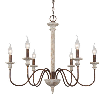Lustre traditionnel à 6 lumières de style bougie Chenery