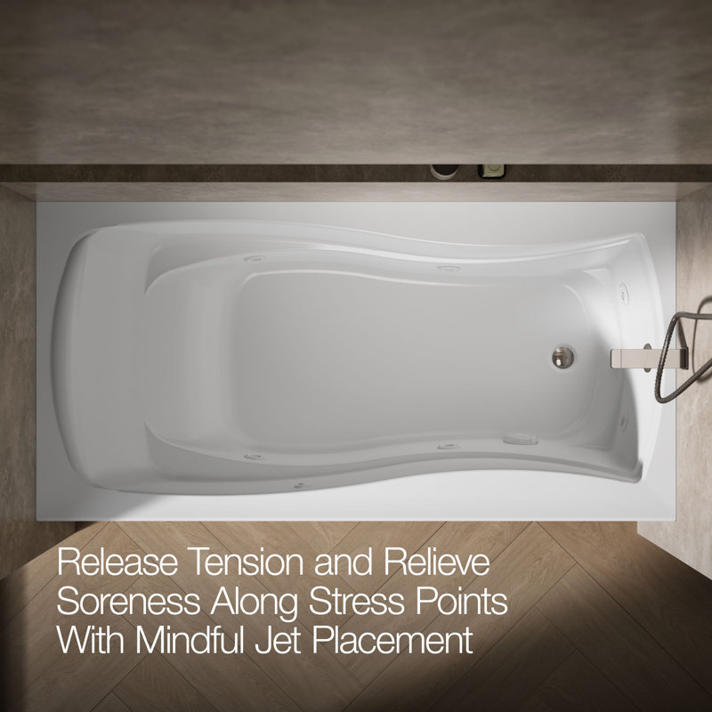 Mariposa® 72" x 36" Whirlpool Bathtub, Right, White