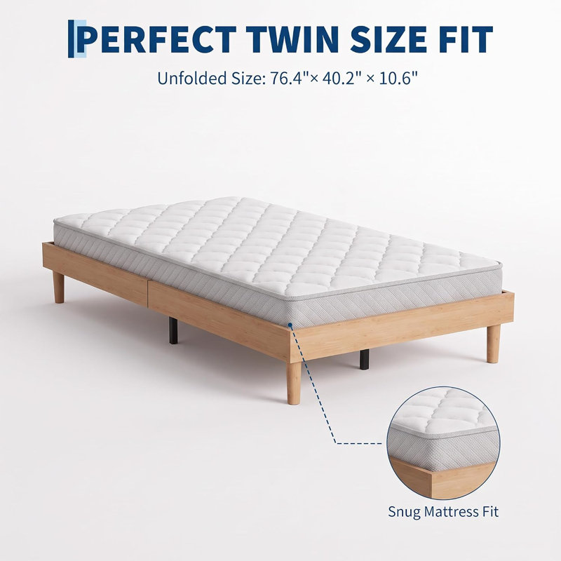 Cadre de lit plateforme en bois avec lattes, sans sommier, robuste, capacité de charge de 363 kg (800 lb)., Lit simple