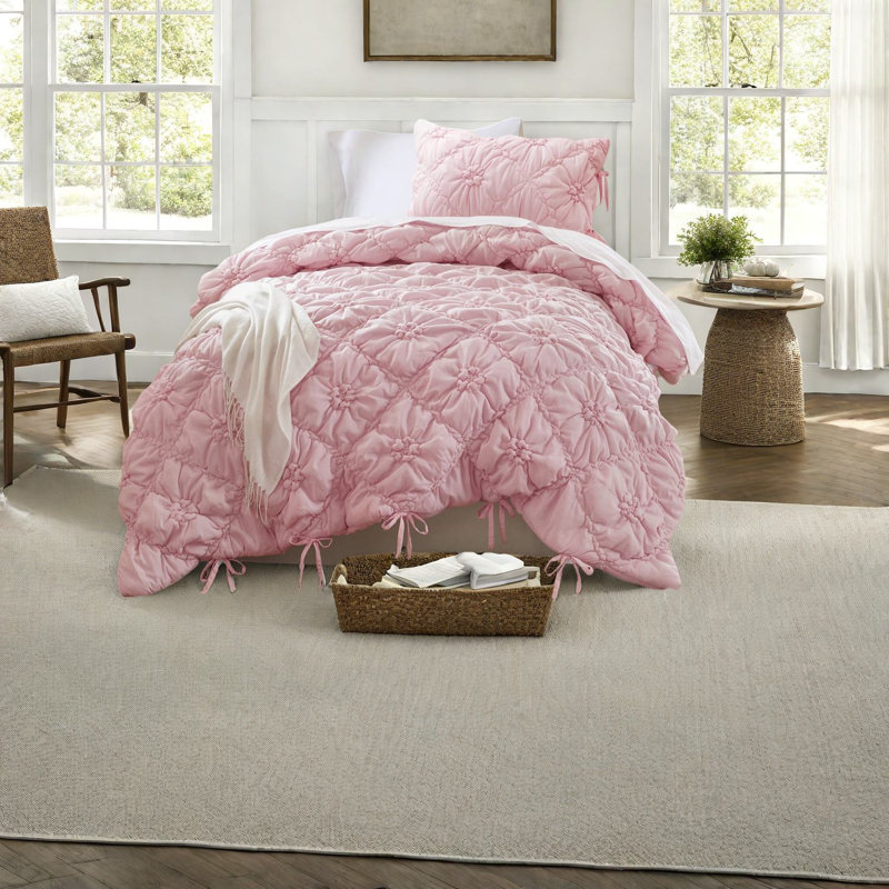 Ensemble de literie pour lit simple en microfibre rose Cozy