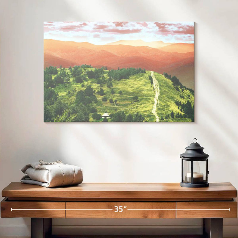 Retro Forest Mountain Scene