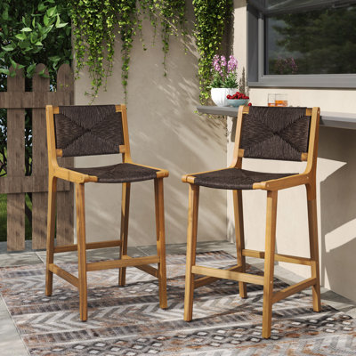 Tabouret de bar d'extérieur en bois d'acacia