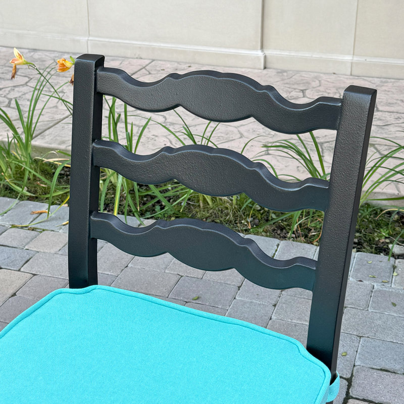 Aluminum 5-Piece Patio Bar Set with 30'' Round Counter Height Bar Table, Blue